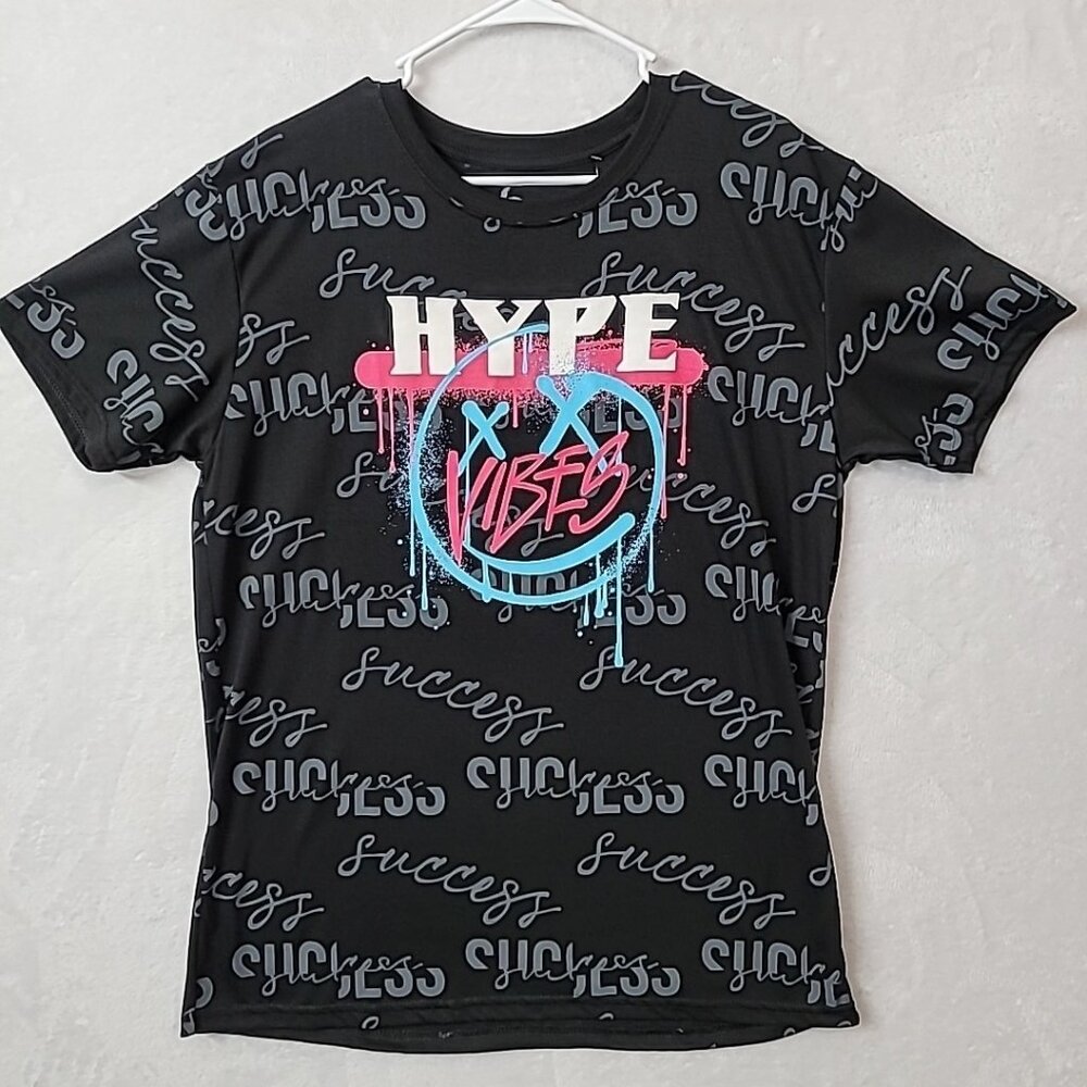 Bailey Apparel Launder Hype Vibes Airbrush Graffiti Black T Shirt Mens Size L